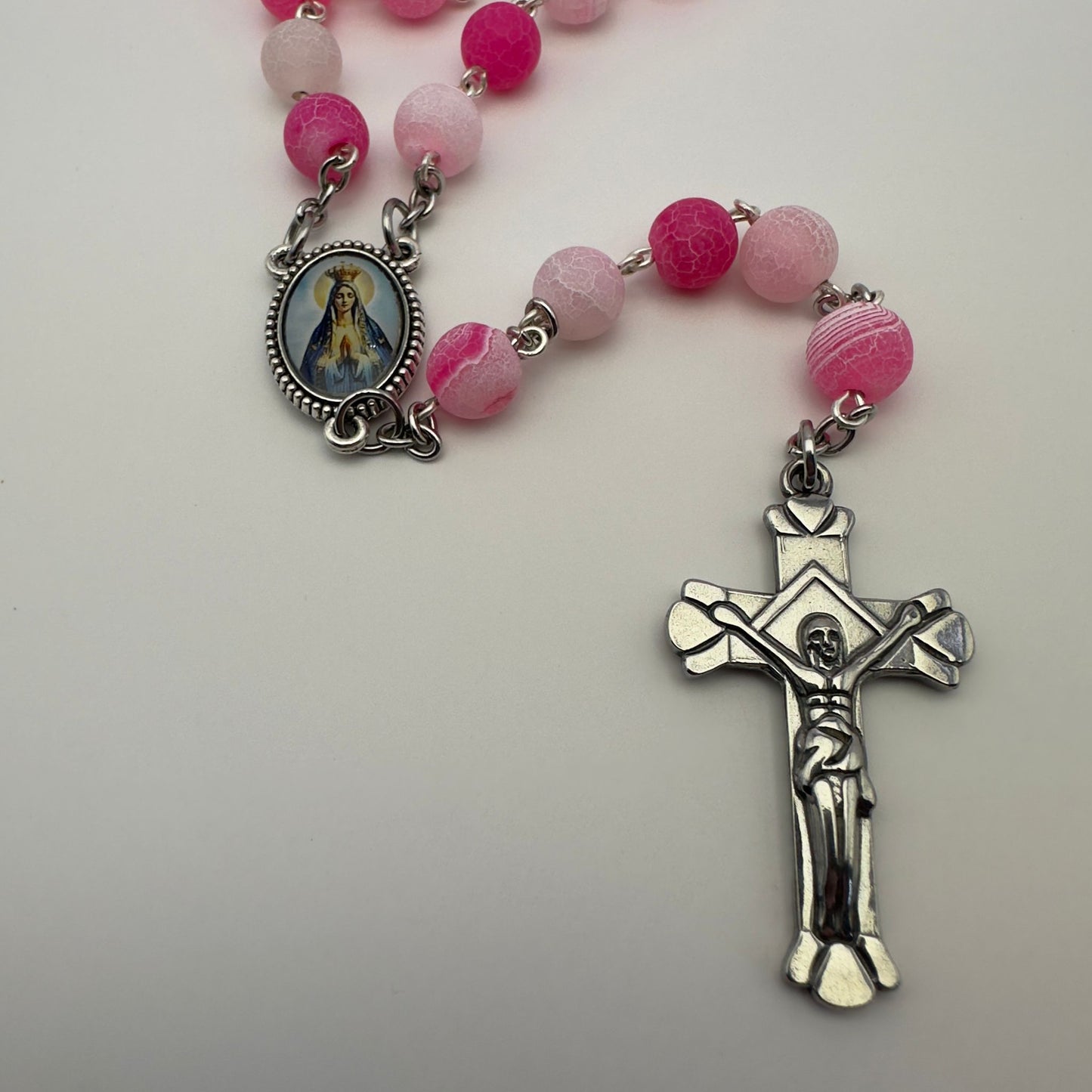 Terço de Pedra Agata Rosa (Rachadura)