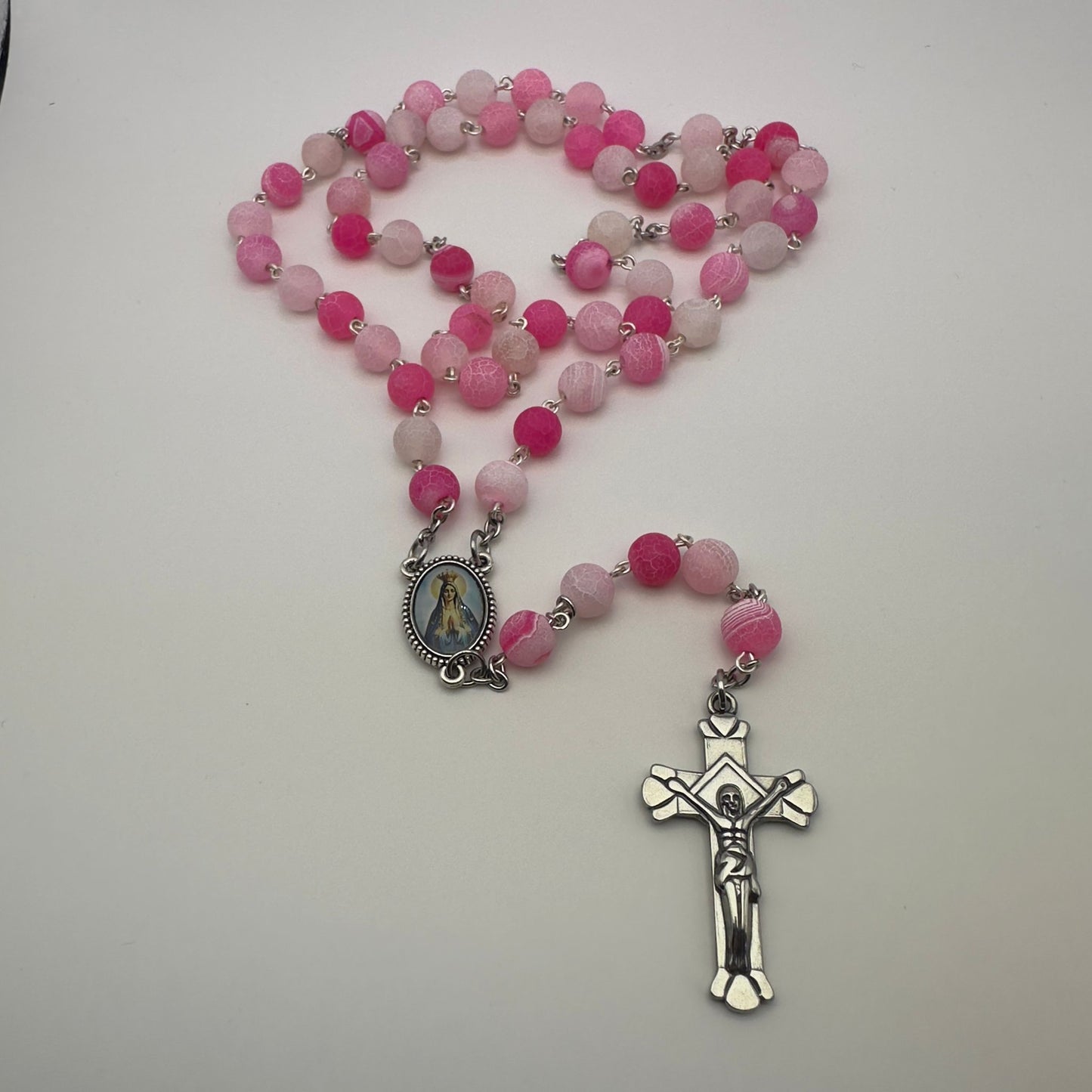 Terço de Pedra Agata Rosa (Rachadura)