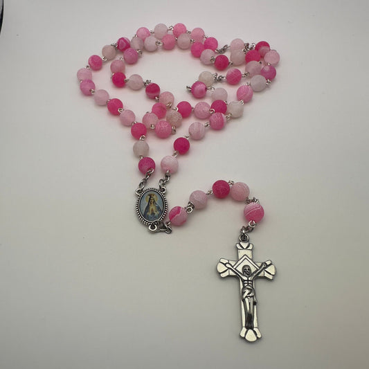 Terço de Pedra Agata Rosa (Rachadura)