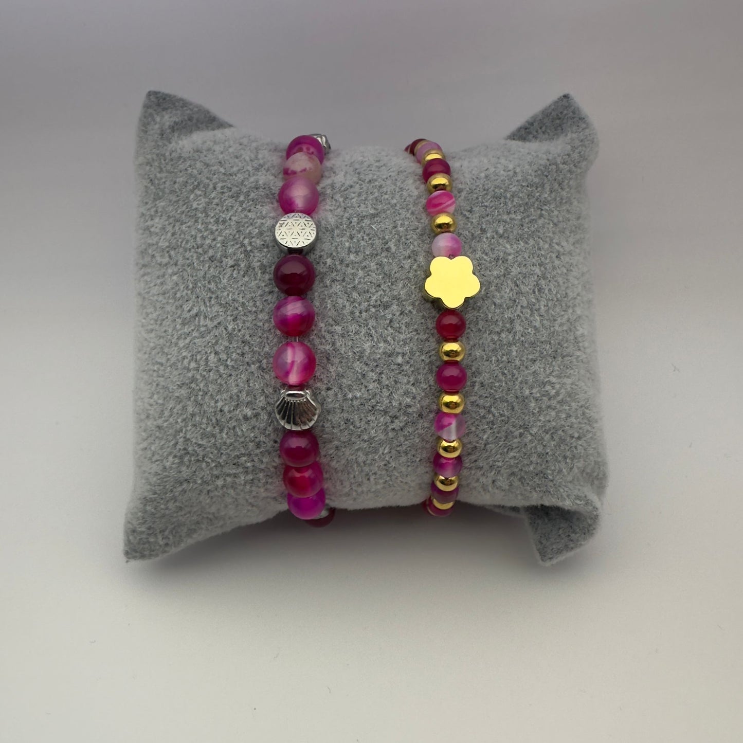 Pulseira de Pedra Ágata Rosa