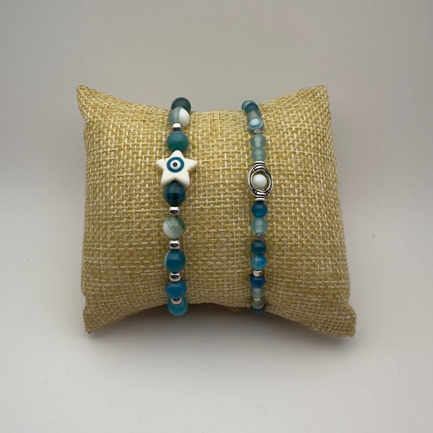 Pulseira de Pedra Ágata Azul