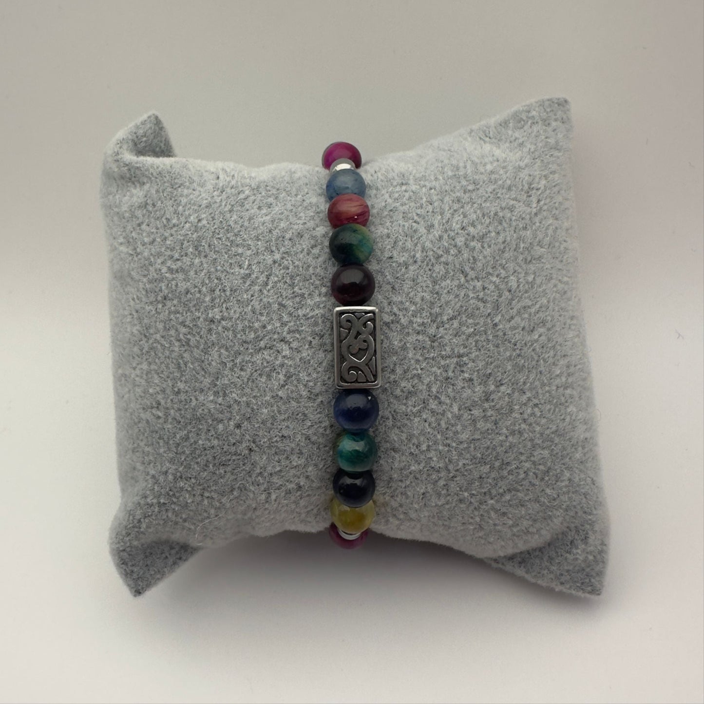 Pulseira de Pedra Olho de Tigre Multicolorido