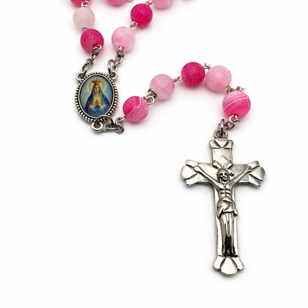 Terço de Pedra Agata Rosa (Rachadura)