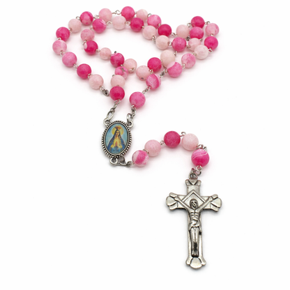 Terço de Pedra Agata Rosa (Rachadura)