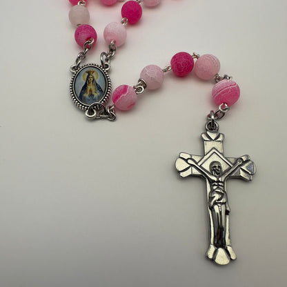 Terço de Pedra Agata Rosa (Rachadura)