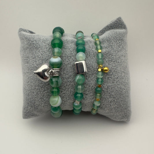 Pulseira de Pedra Ágata Verde