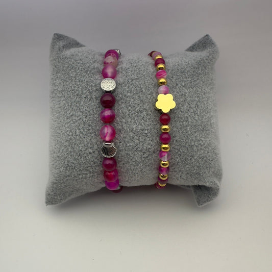 Pulseira de Pedra Ágata Rosa