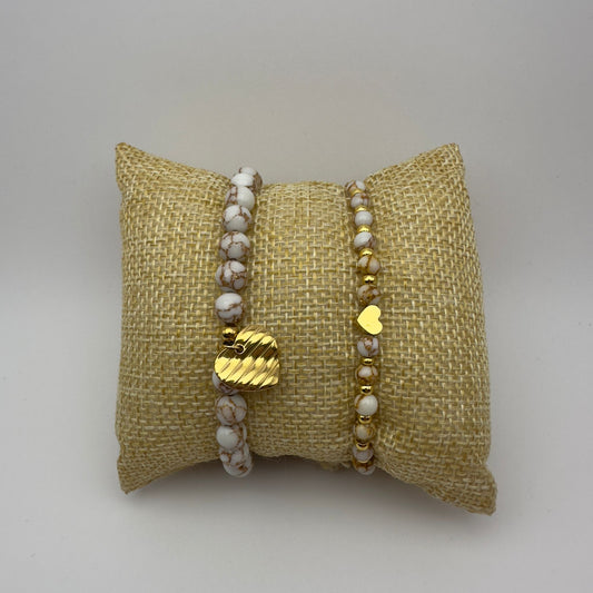 Pulseira de Pedra Howlita Dourada
