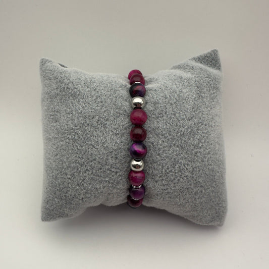 Pulseira de Pedra Olho de Tigre Rosa