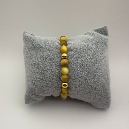 Pulseira de Pedra Olho de Tigre Ouro