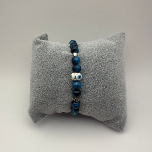 Pulseira de Pedra Olho de Tigre Azul