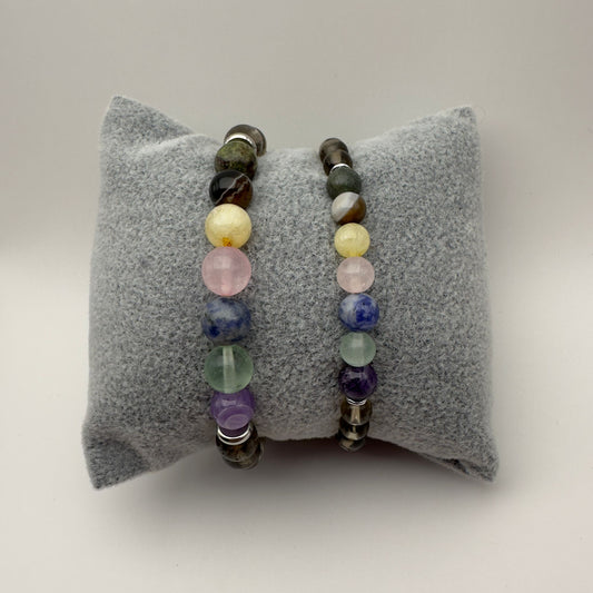 Pulseira dos Sete Chakras e Quartzo Fumê