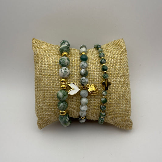 Pulseira de Pedra Ágata Bambu